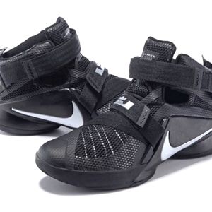 Nike Lebron Soldier IX 9 Black Metallic Silver Men Basketball Shoes 10